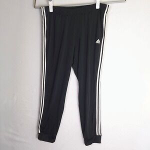 Adidas Mens 2XL Black White 3 Stripe Jogger Track Pants Athletic Activewear